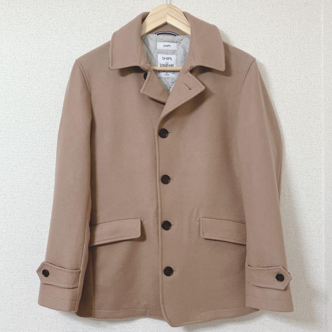 美品　シップス×ハミルトン 高級メルトンウールショートコートS キャメル