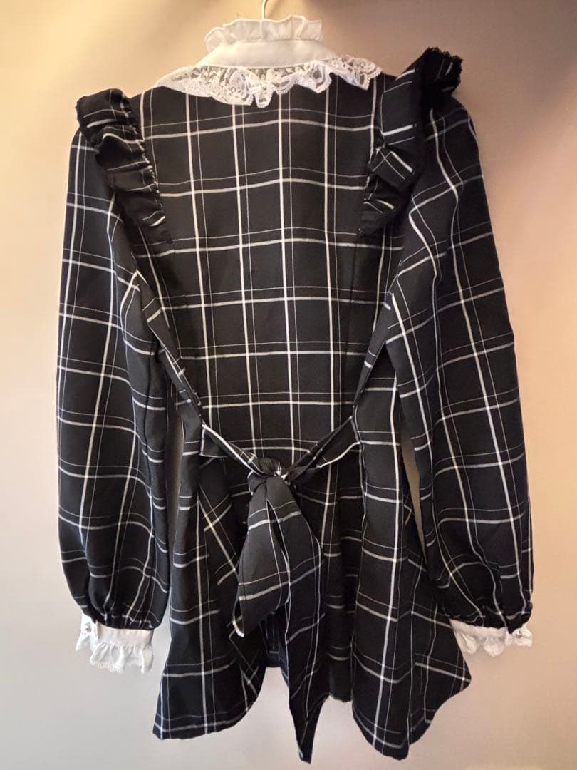 Secret Honey アクセサリーリボンセットアップ 黒 チェック