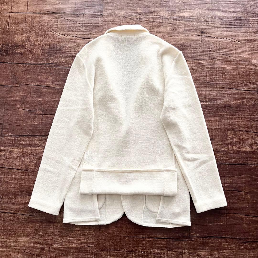 <美品> LARDINI ホワイト ウール ニットジャケット　サイズS