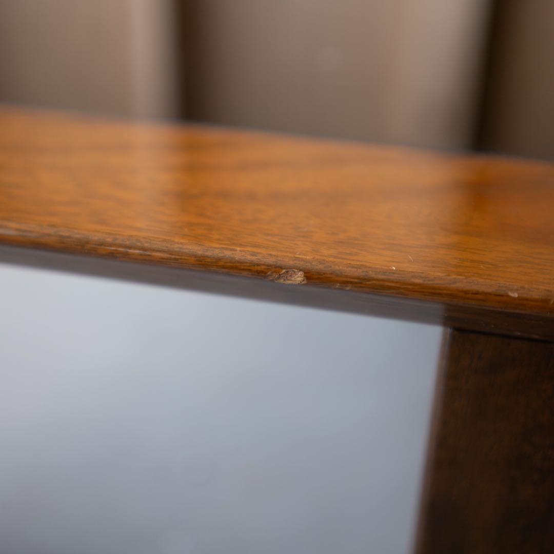 ナラ材　ブラウン色 センターテーブル ガラス天板