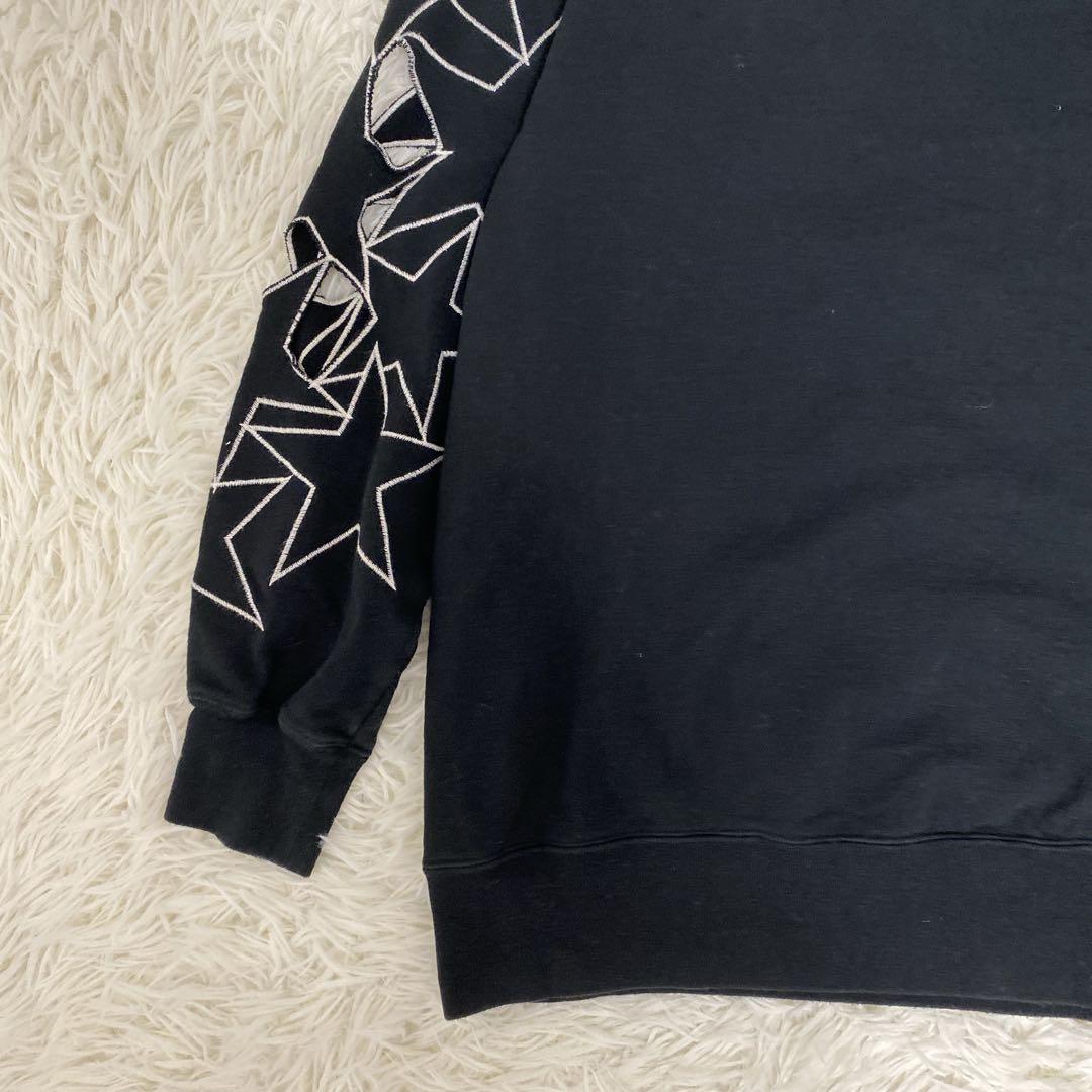 希少 ヒステリックグラマー ヒスガール スウェット 星柄 切り抜き刺繍 ブラック