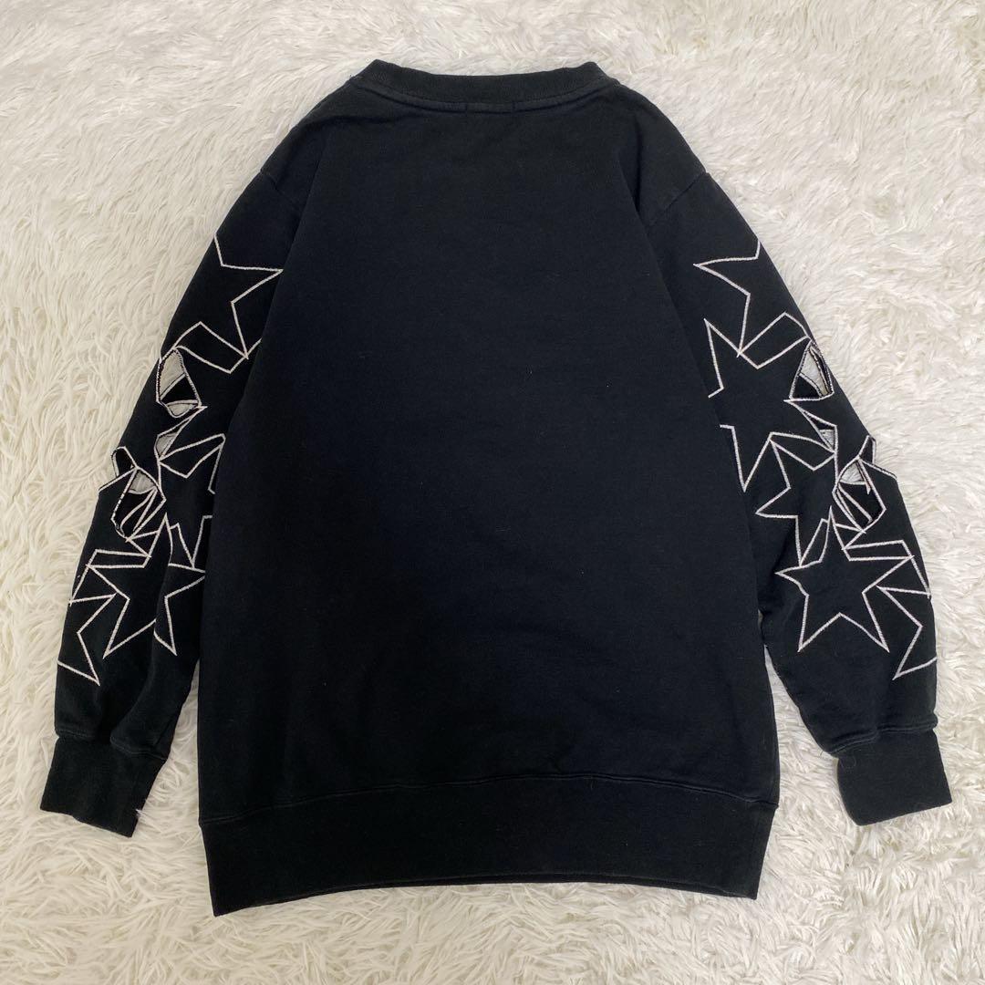 希少 ヒステリックグラマー ヒスガール スウェット 星柄 切り抜き刺繍 ブラック