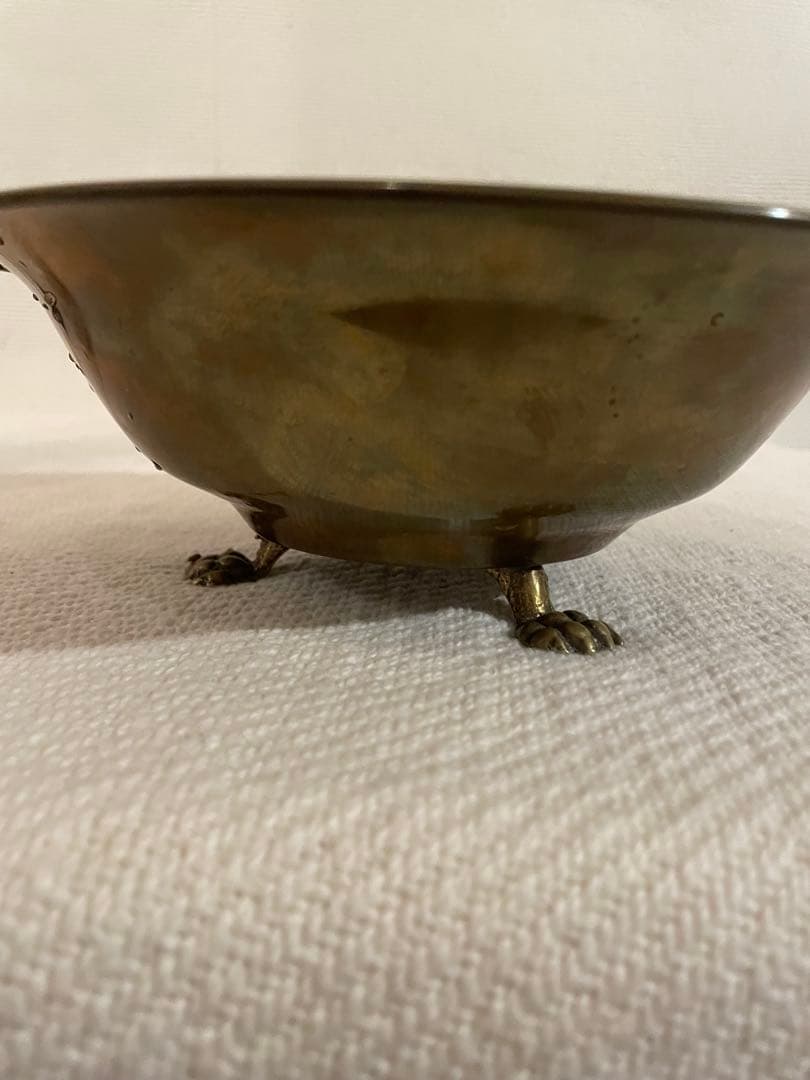 【フランスアンティーク】真鍮ボウル ヴィンテージ足付きボウル ライオン