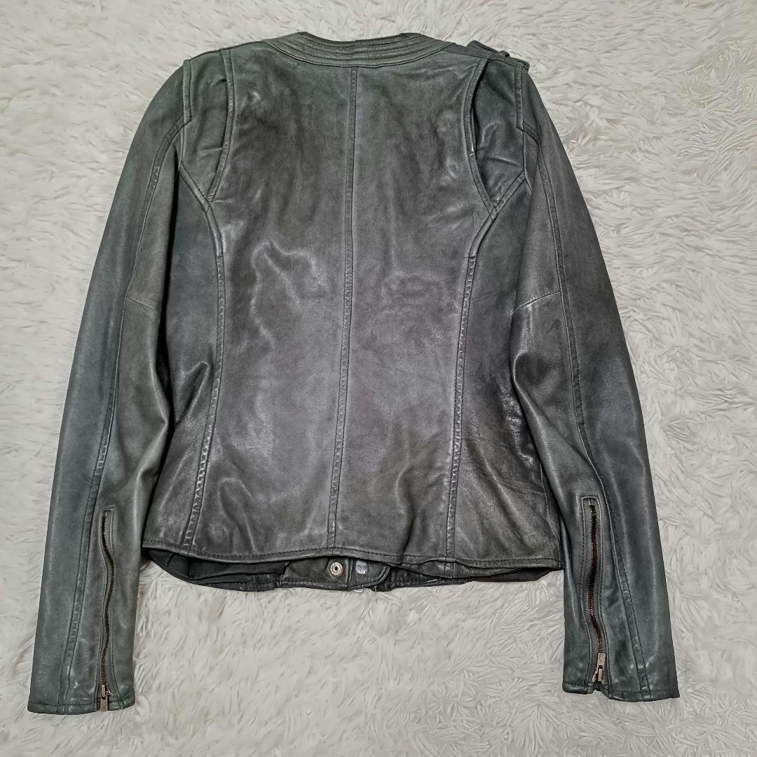 5351 POUR LES HOMMES ラムレザー ライダース グレー　1