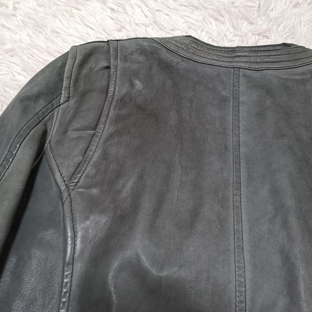 5351 POUR LES HOMMES ラムレザー ライダース グレー　1