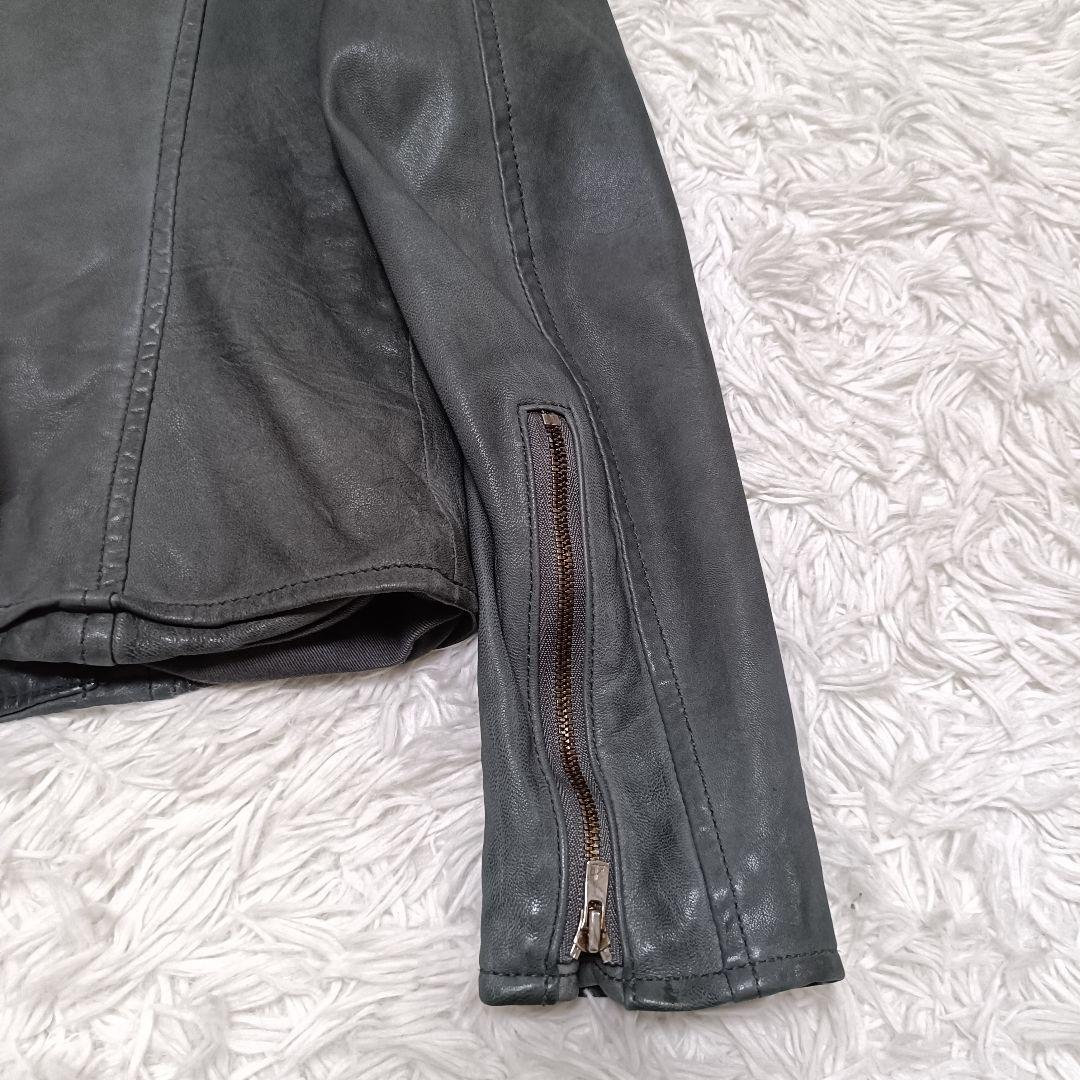 5351 POUR LES HOMMES ラムレザー ライダース グレー　1