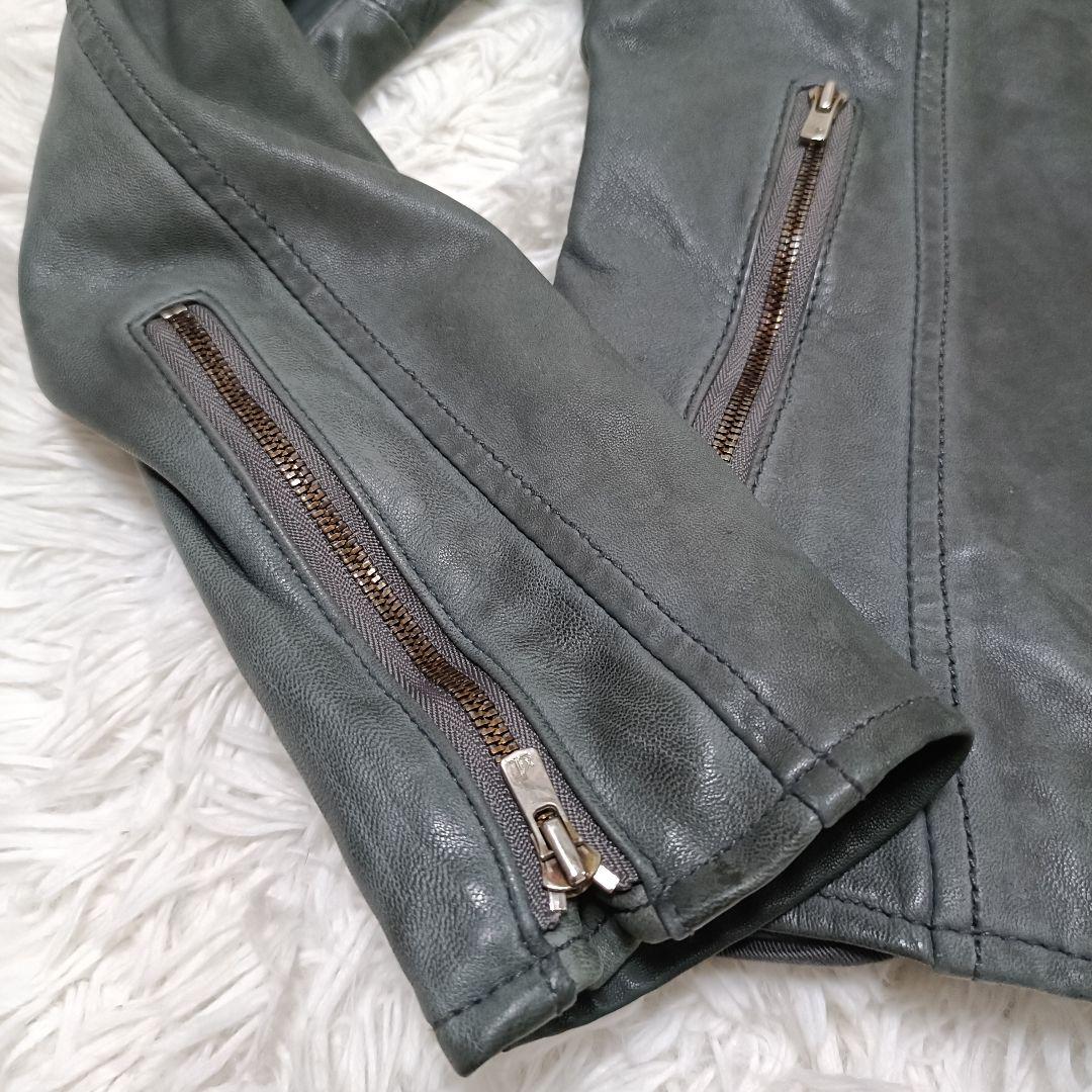 5351 POUR LES HOMMES ラムレザー ライダース グレー　1