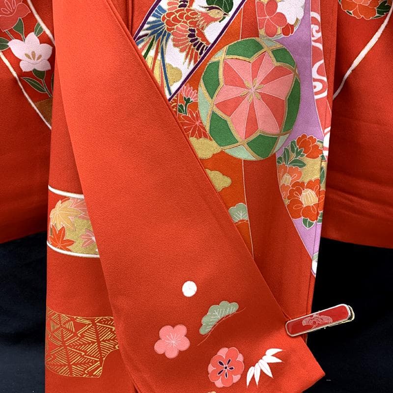 503ag72□七五三 七歳 女児 着物&袋帯&長襦袢 金彩 束ね熨斗 毬□