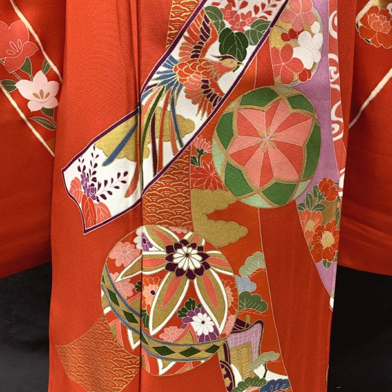 503ag72□七五三 七歳 女児 着物&袋帯&長襦袢 金彩 束ね熨斗 毬□