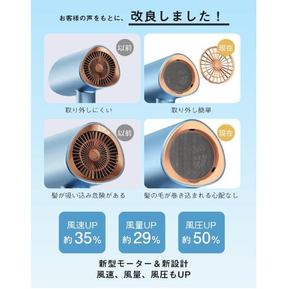 ヘアドライヤー 軽量ブルー 高級感があり爽やかに輝くカラー