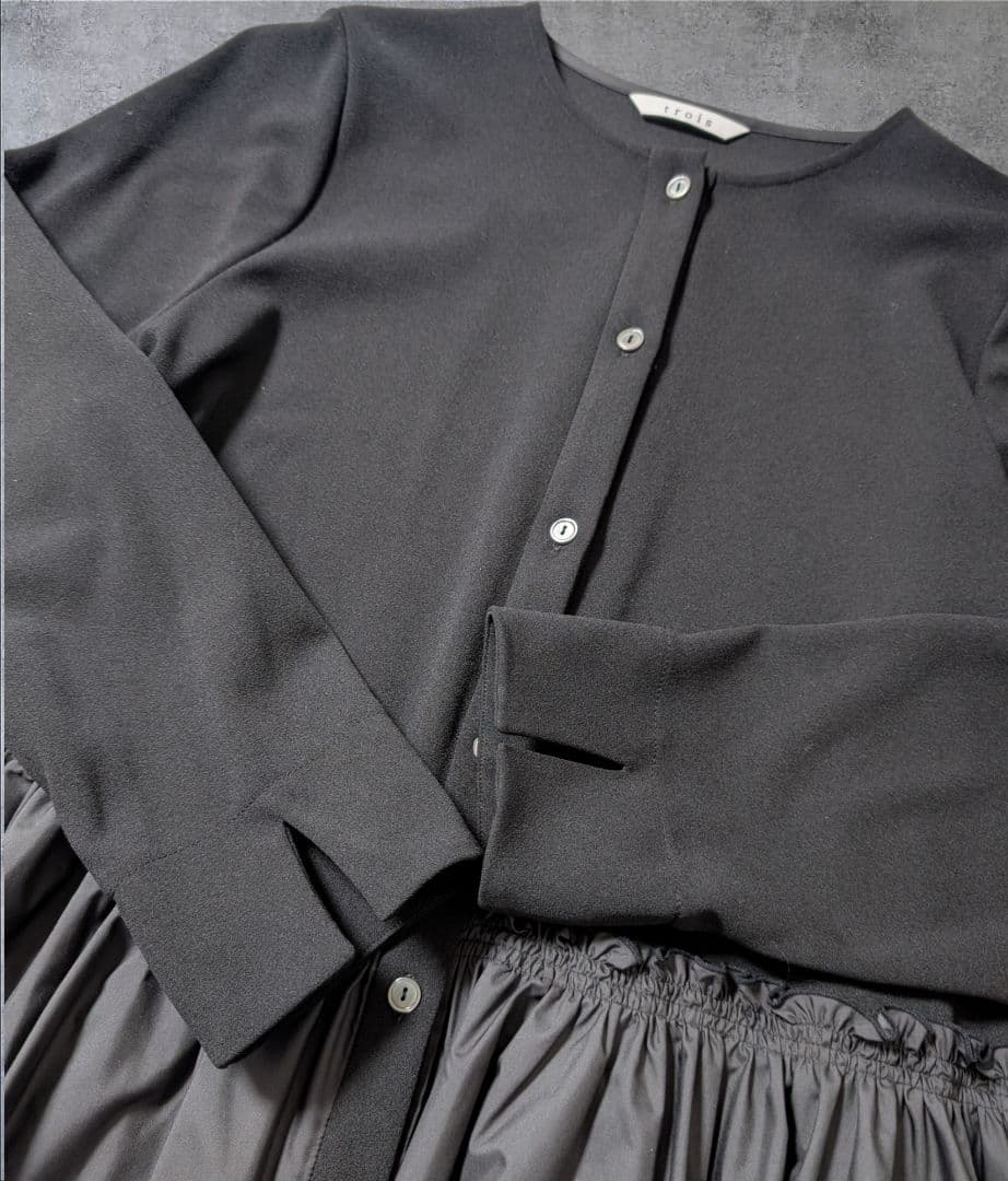 trois カットジョーゼット 裾切替ブラウス 晴れの日ブラウス