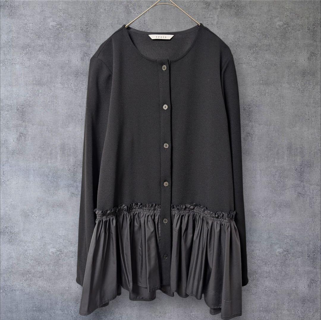 trois カットジョーゼット 裾切替ブラウス 晴れの日ブラウス