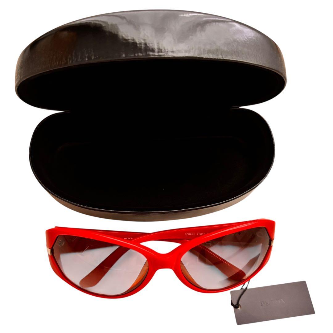 【未使用】プラダ★PRADA サングラス レッド 赤色 太フレーム メガネ