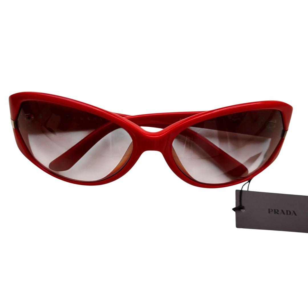 【未使用】プラダ★PRADA サングラス レッド 赤色 太フレーム メガネ