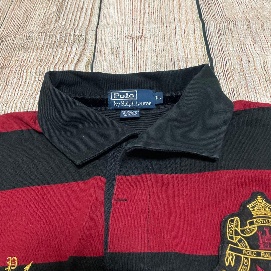 【希少】POLO RALPH LAUREN＊ワイドボーダー＊ラガーシャツ＊XL