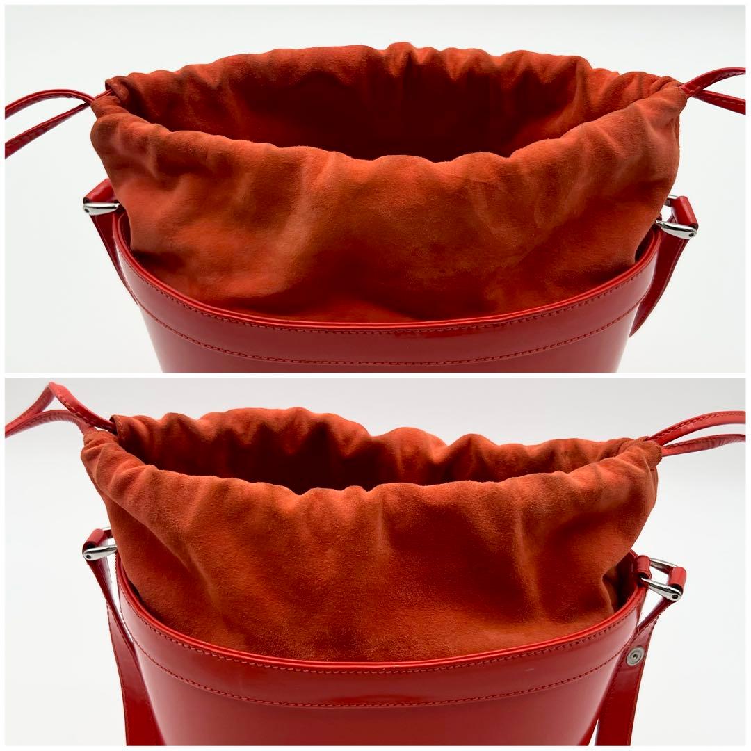 GUCCI ショルダー バッグ デカロゴ 巾着 バケツ 2way オレンジ