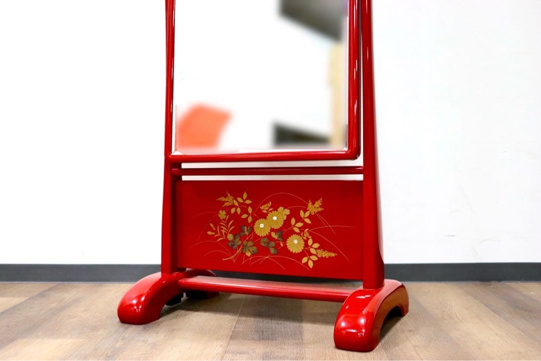 GMGF120○MATSUSO / 松創 秋草に朱 橘型 全身鏡 姿見 スタン