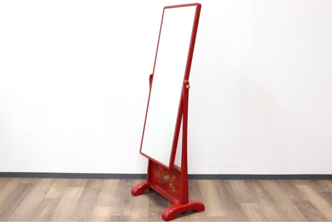 GMGF120○MATSUSO / 松創 秋草に朱 橘型 全身鏡 姿見 スタン