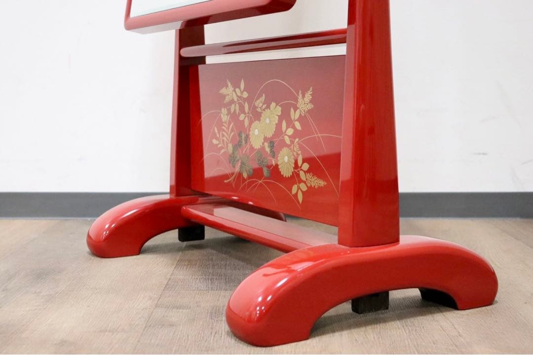 GMGF120○MATSUSO / 松創 秋草に朱 橘型 全身鏡 姿見 スタン