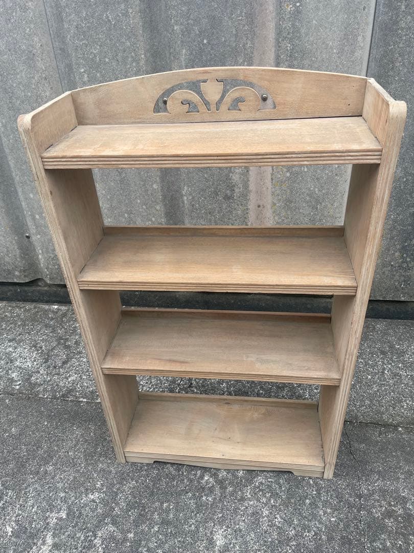 古道具/当時物/木製/無垢材/本棚/透かし彫り/店舗什器/ディスプレイ/③