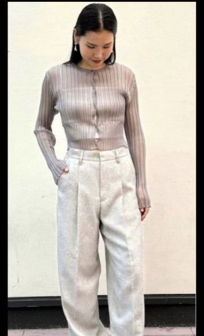 STUNNINGLURE スタニングルアー シアーリブカーディガン　美品　グレー