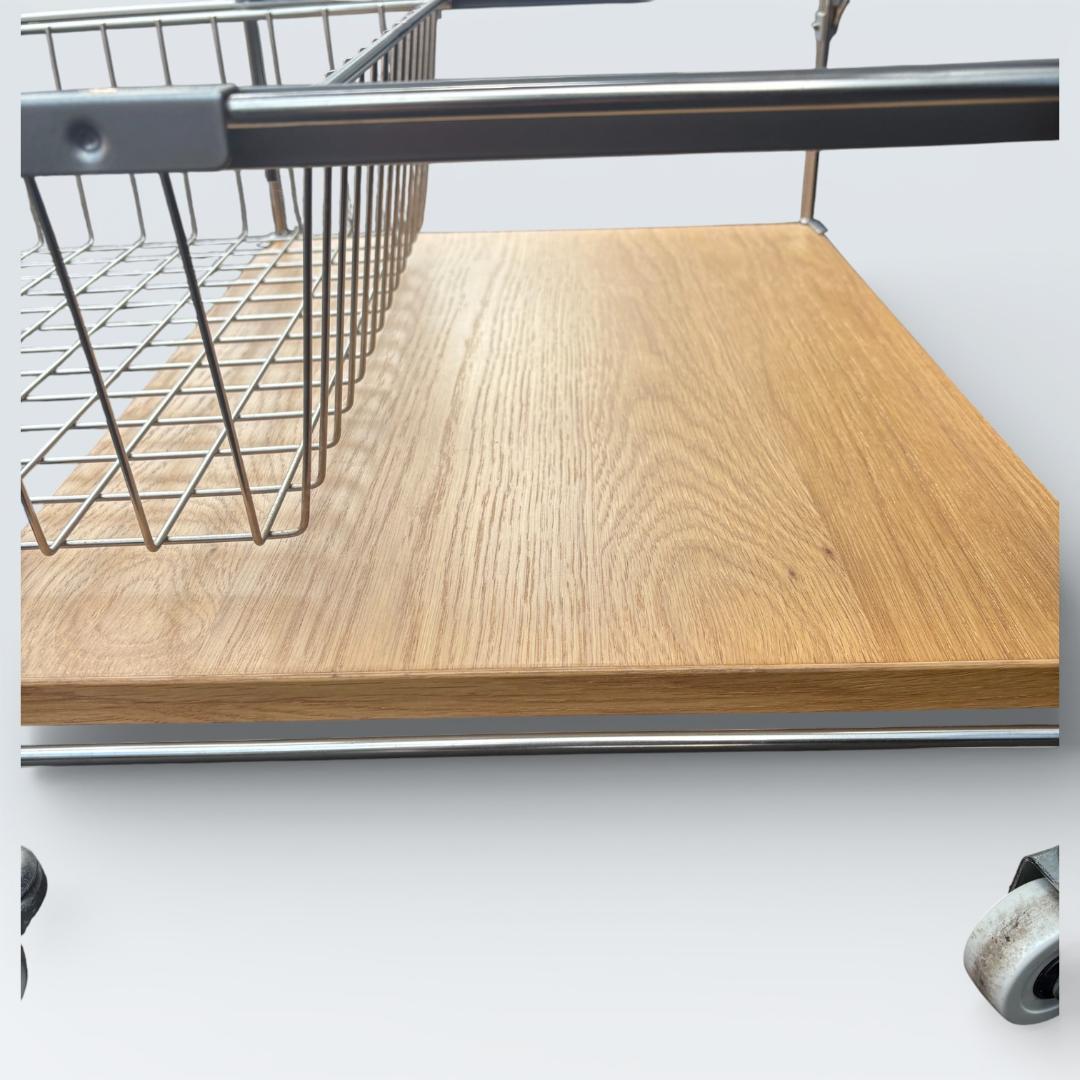 【送料込】無印良品 ステンレスユニットシェルフ オーク バスケット キャスター付