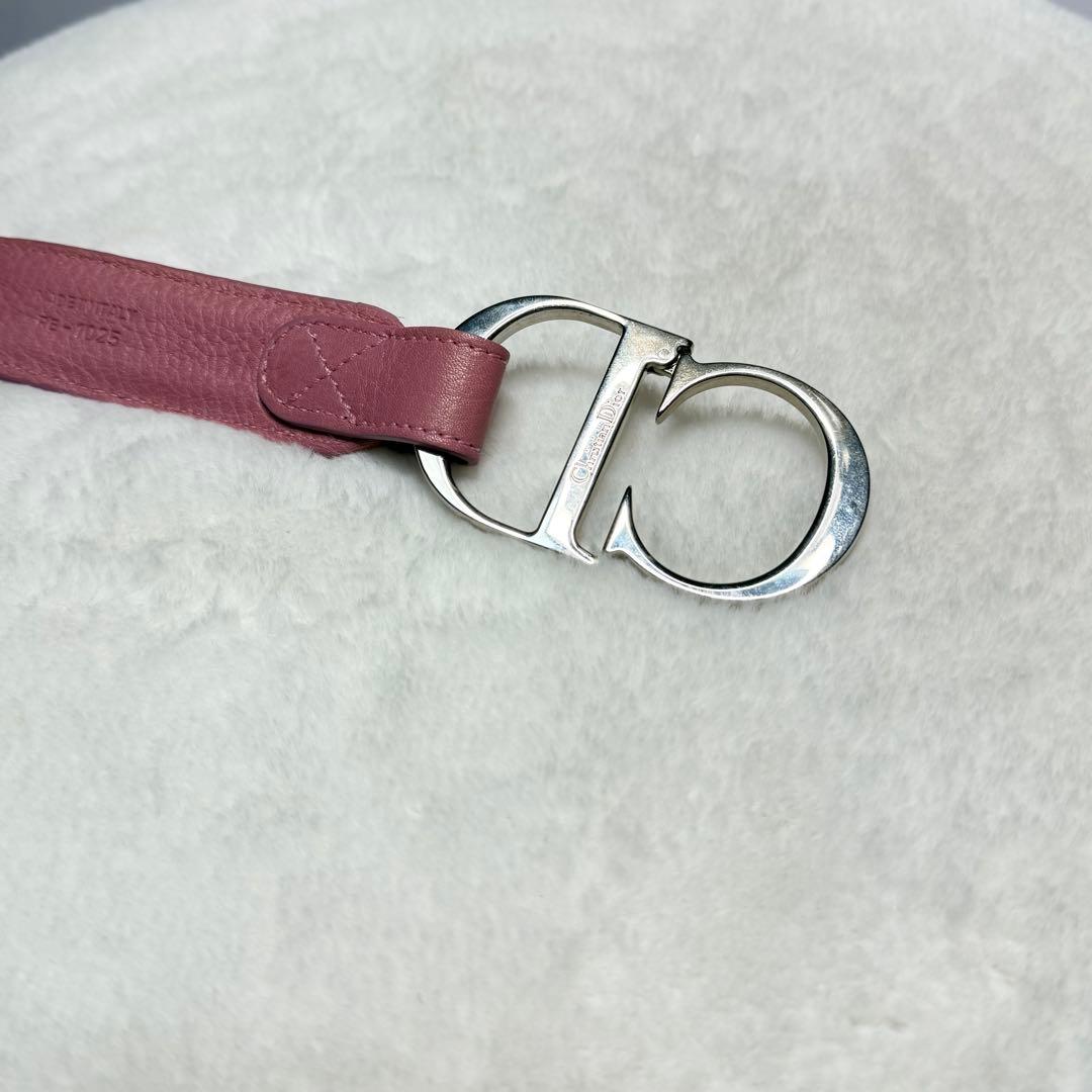 希少 美品 Christian Dior ピンク 刺繍 ベルト CD金具
