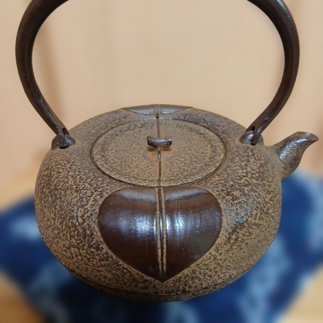 南部鉄器 鉄瓶 照光堂 柿葉絵 茶道具 年代品