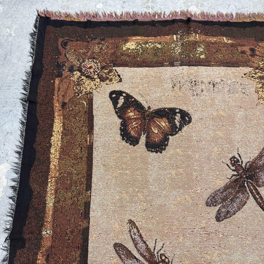 トンボ　蝶々　マルチカバー　ソファーカバー　ヴィンテージラグ　177x127