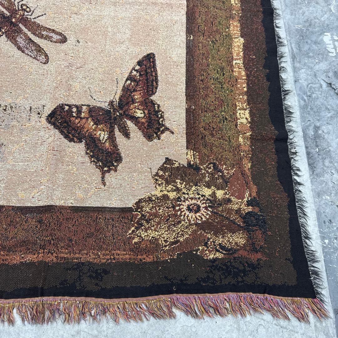 トンボ　蝶々　マルチカバー　ソファーカバー　ヴィンテージラグ　177x127