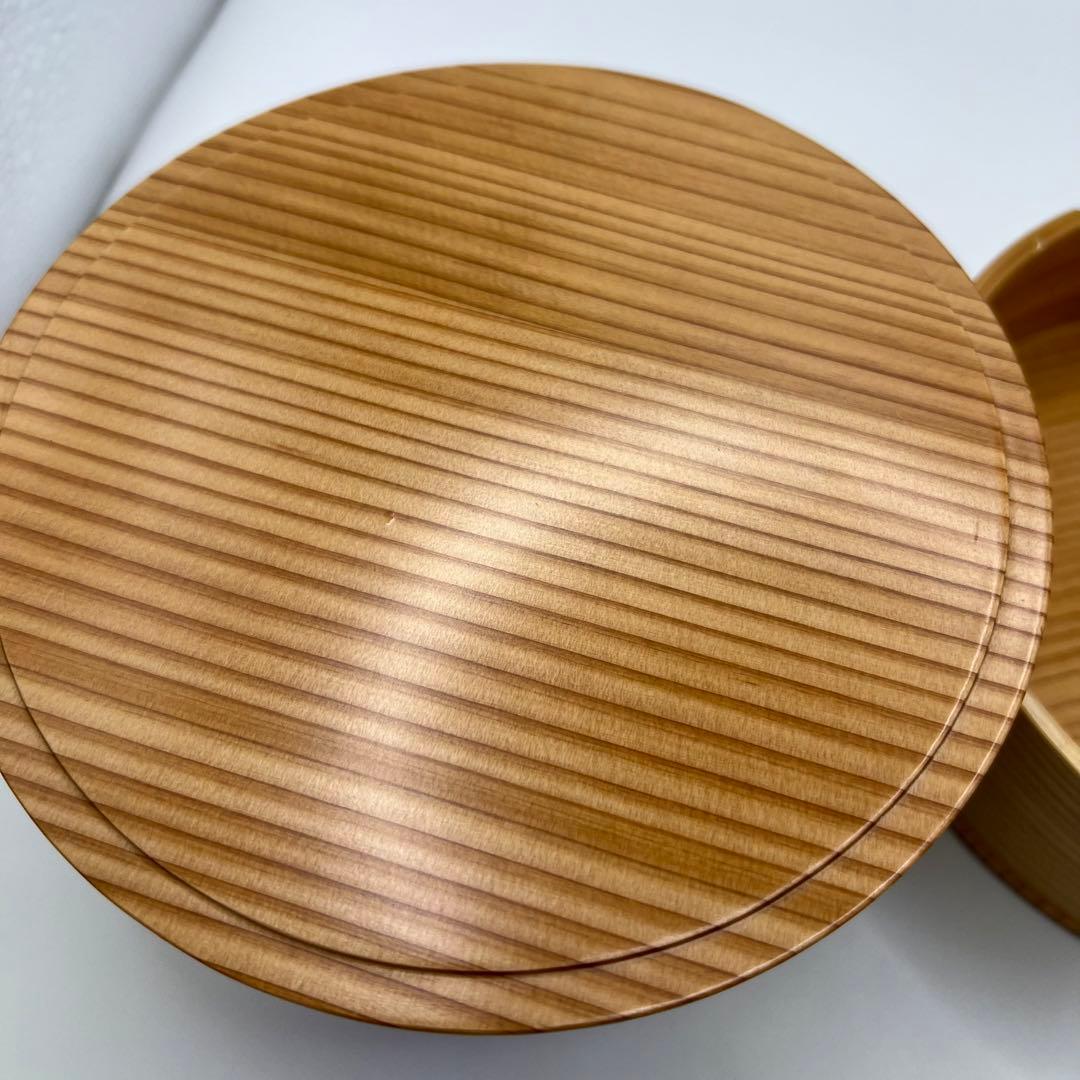 値下げ【新品】レア品　伝統工芸品丸三段竹の子重　曲げわっぱ 大館工芸社丸型弁当箱