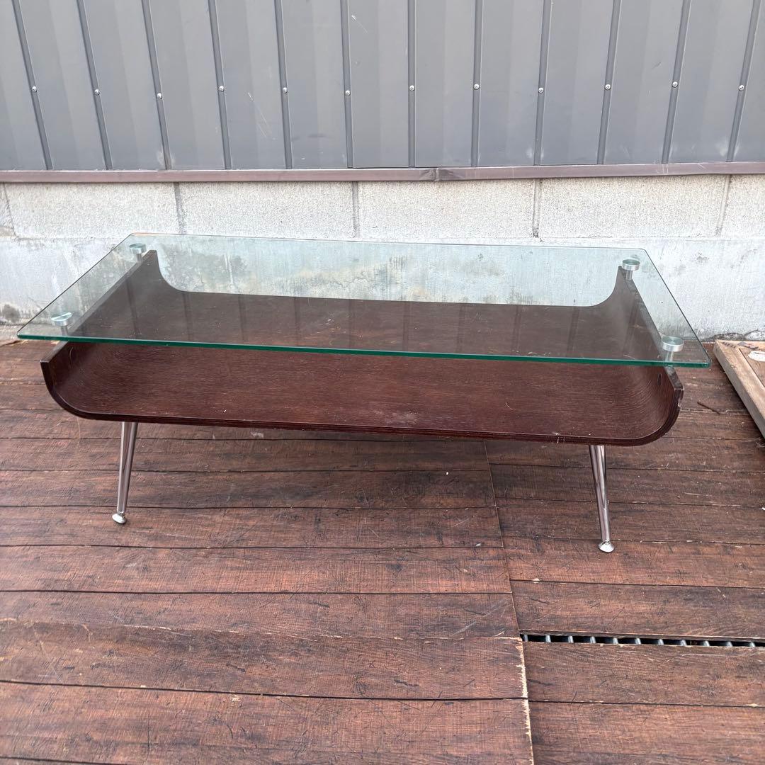 北欧レトロ ガラストップ ローテーブル ガラステーブル センターテーブル 曲げ木