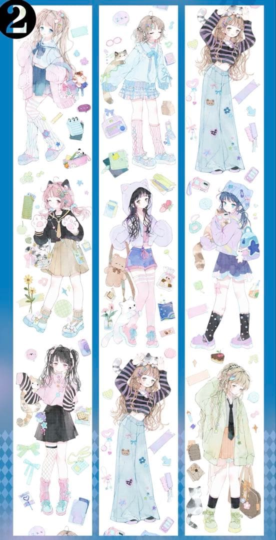 【G】海外　10m巻　貝殻光マスキングテープ　人物系/動物系/女の子