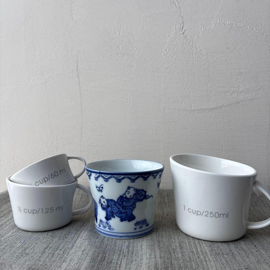 確認用　有田焼 鍋島焼 唐子 蕎麦猪口 フリーカップ 5個セット レトロ 印判