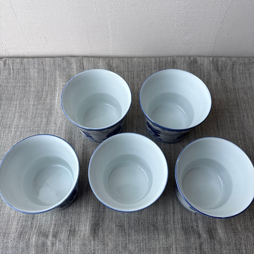 確認用　有田焼 鍋島焼 唐子 蕎麦猪口 フリーカップ 5個セット レトロ 印判