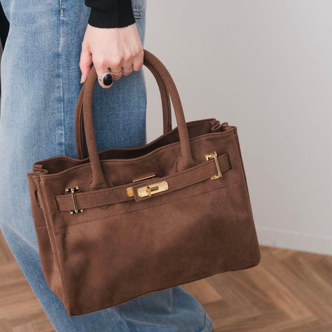 ブラウン スエード ハンドバッグ