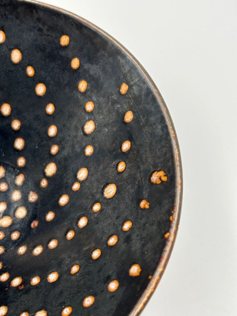 ★0037宋時代 吉州窯 玳皮天目茶碗 珍珠紋 ★茶道具 茶器 唐物天目