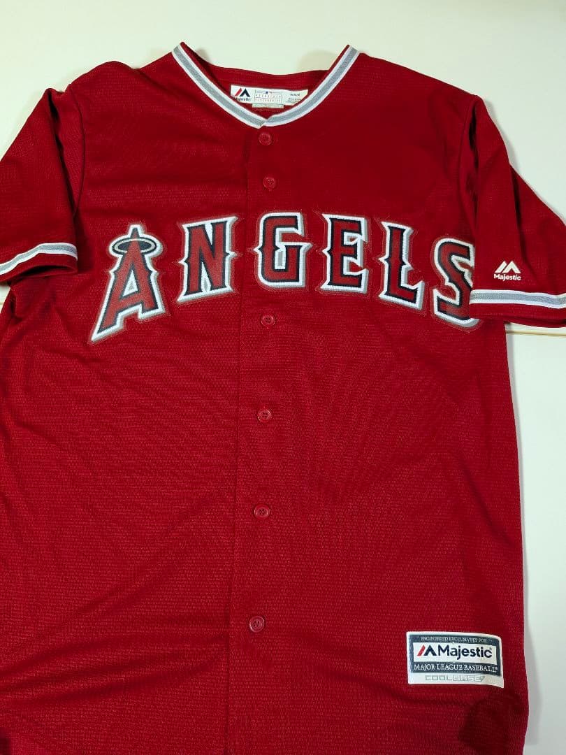 ①USA製 マジェスティック　エンゼルス 大谷翔平 ユニフォーム　Ｍ レッド