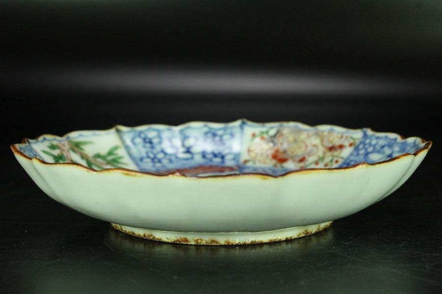 中国美術 赤絵 祥瑞 鶏蝶草花紋 皿 四枚 成化年製 まとめて(K-LC822)