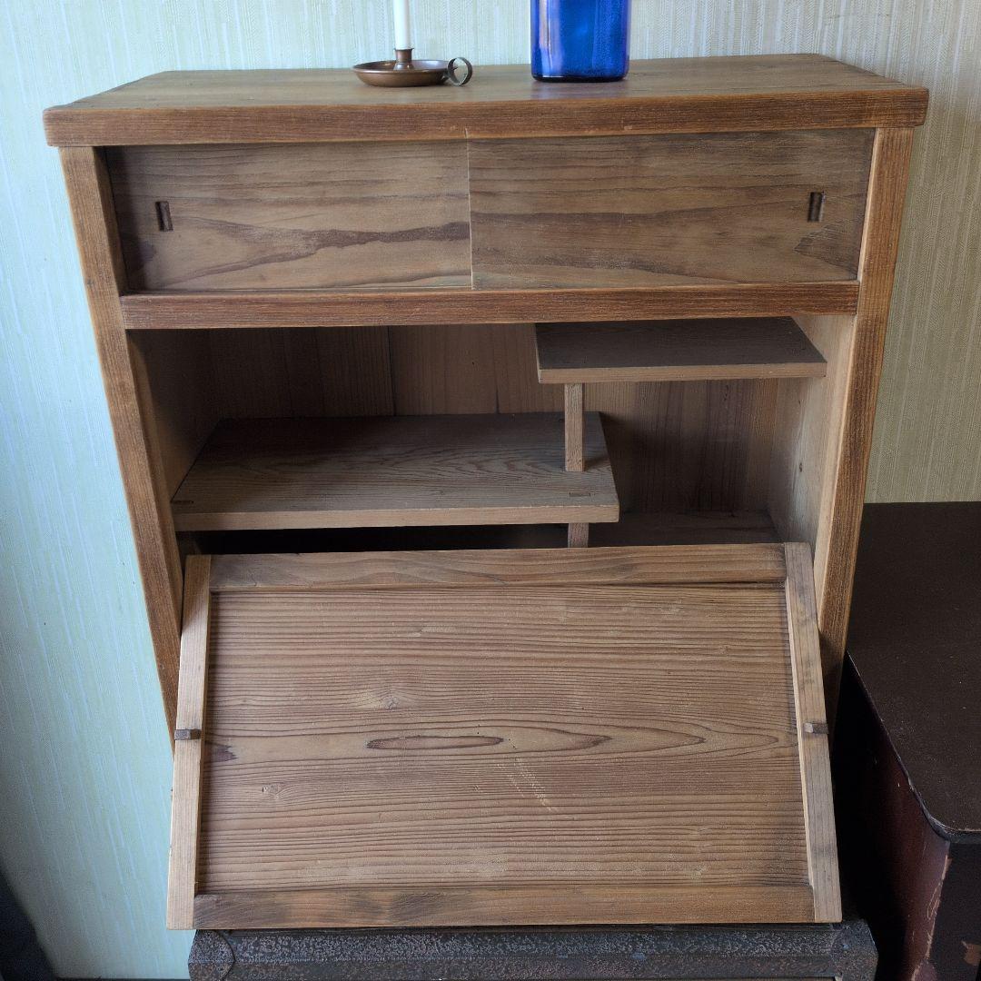 アンティーク大正時代木製茶箪笥 引き出し付き コンパクト