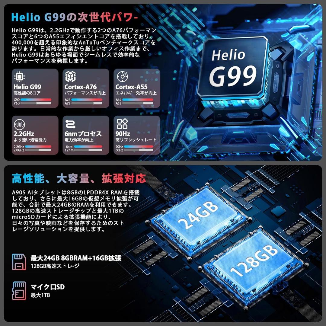 G99 AI搭載 11インチ Android15 タブレット simフリー