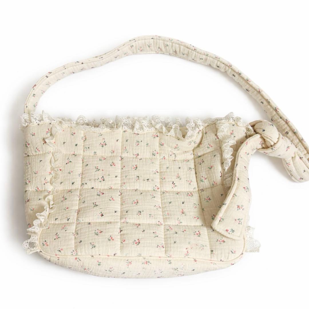 merry jenny　お花のガーゼキルトショルダーバッグ　ピンク