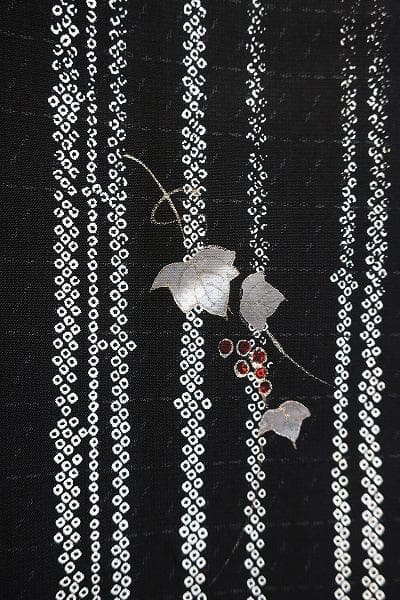 ★専用★未使用品 訪問着 大島紬 染大島 黒 葡萄 身丈161cm 正絹 お洒落