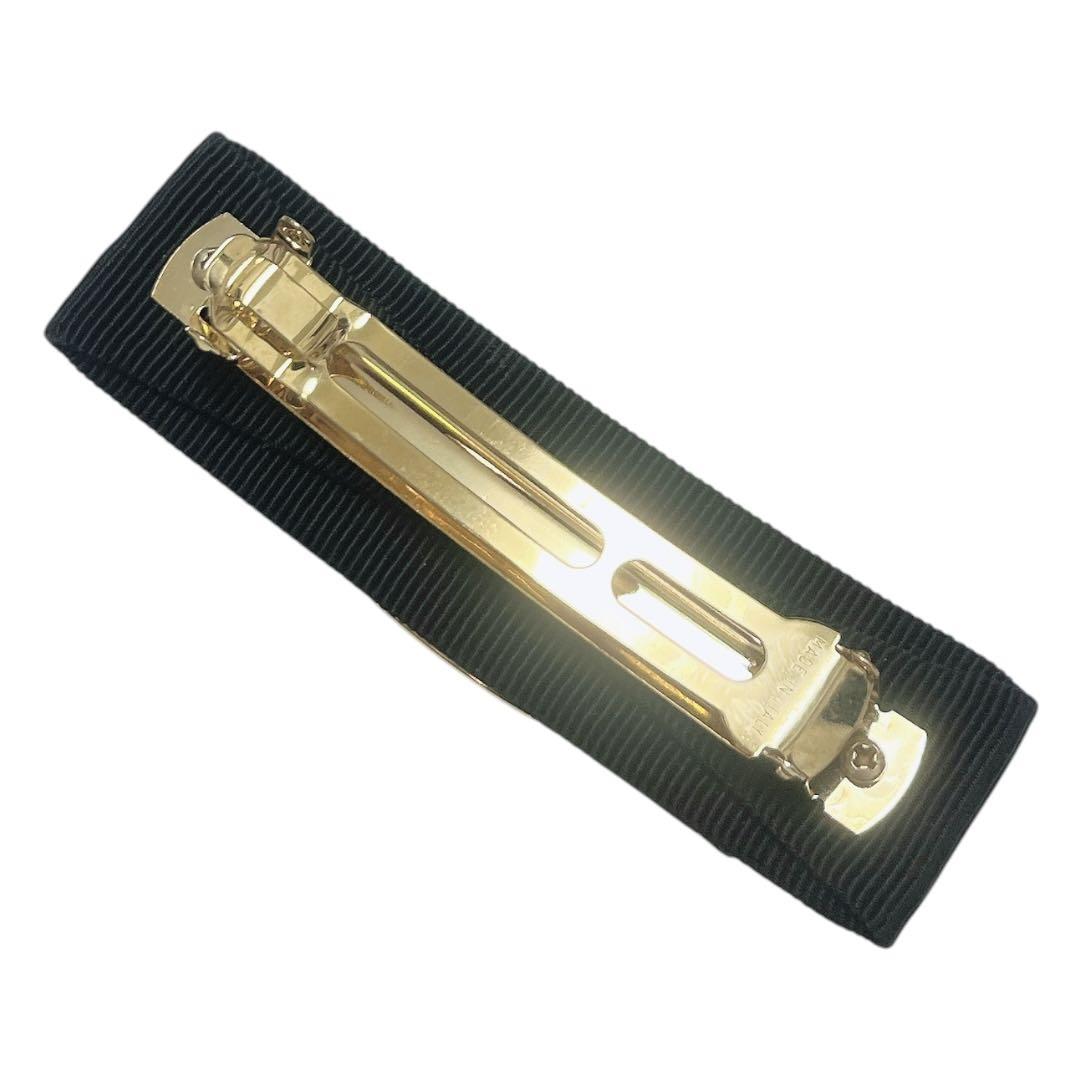 【極美品】フェラガモ バレッタ ヴァラリボン ブラック グログラン ゴールド金具