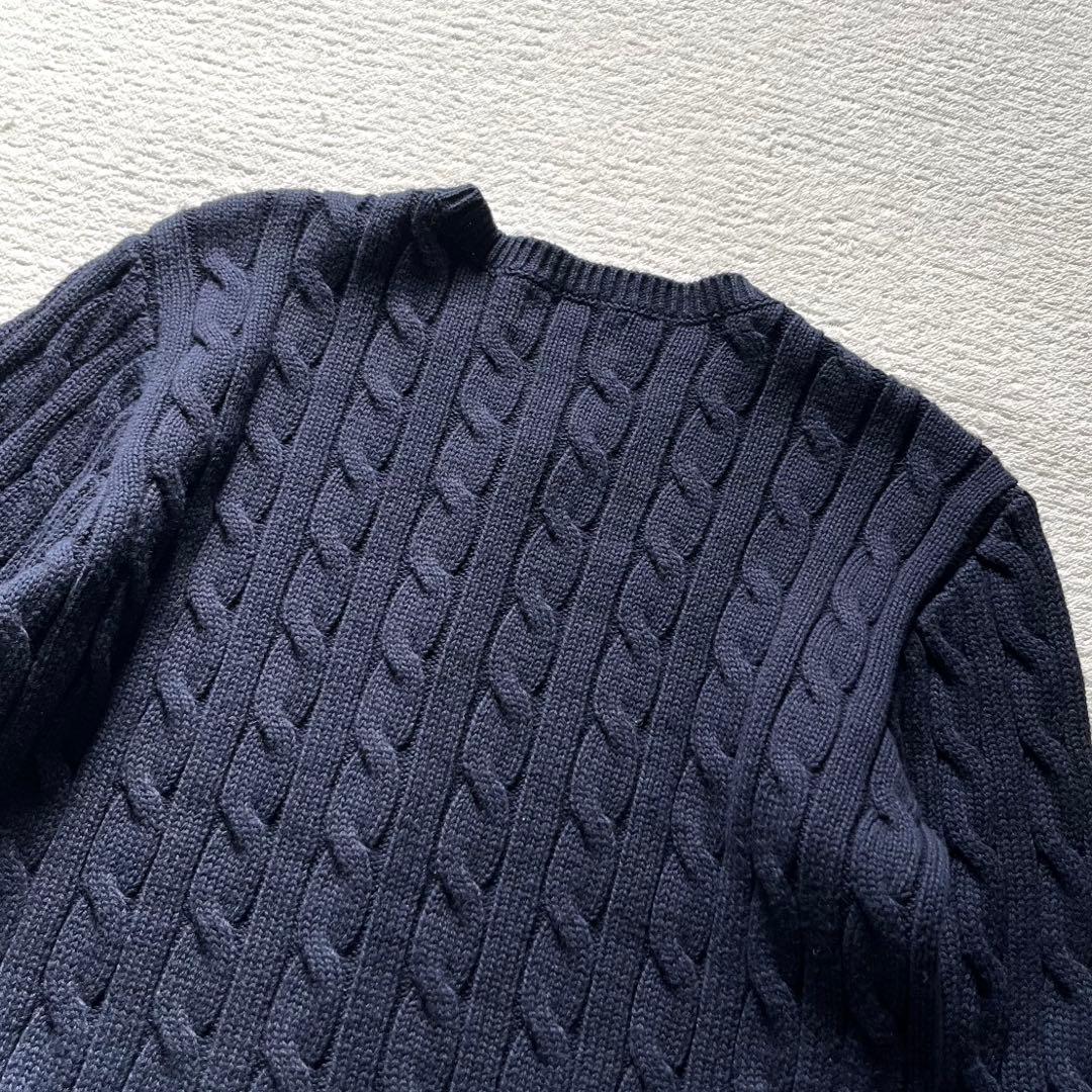 極美品 ラルフローレン コットン ケーブルニット カーディガン ペプラム ポニー