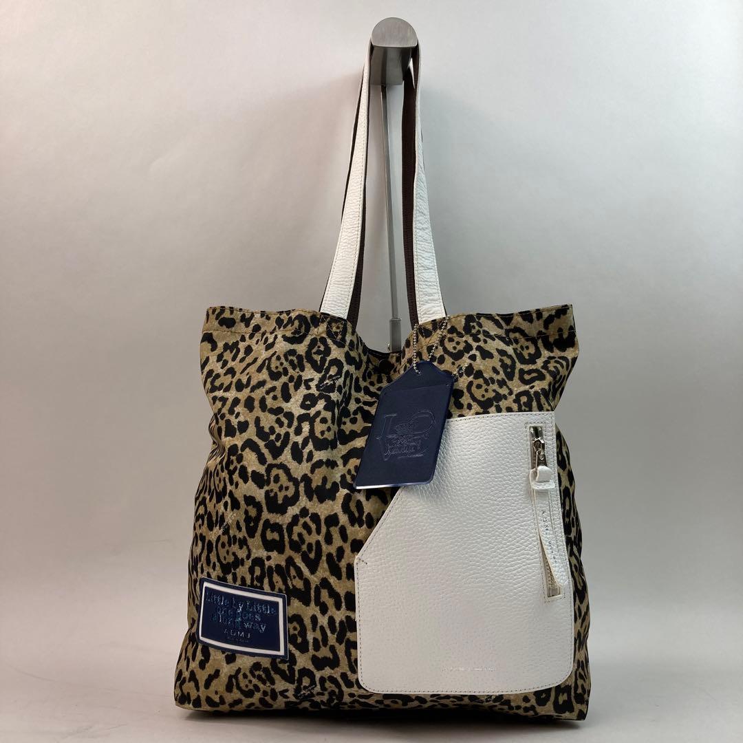 【極美品・A4可】ADMJ トートバッグ レオパード レザー ナイロン チャーム