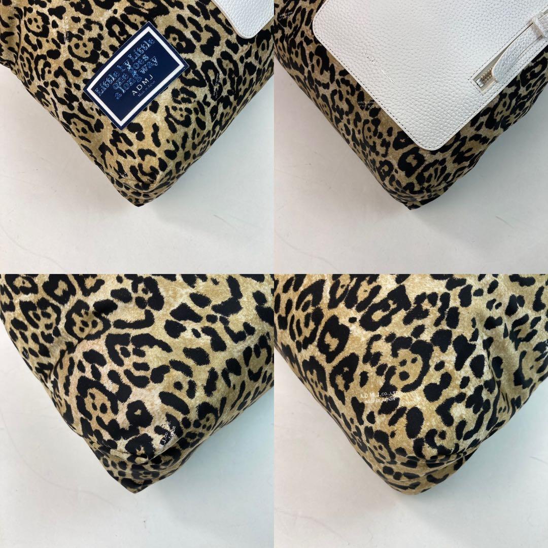 【極美品・A4可】ADMJ トートバッグ レオパード レザー ナイロン チャーム