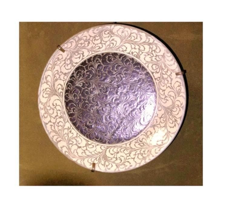 【 宮嶋正行本人作 唐草文大皿 】　益子焼　人間国宝・島岡達三師弟