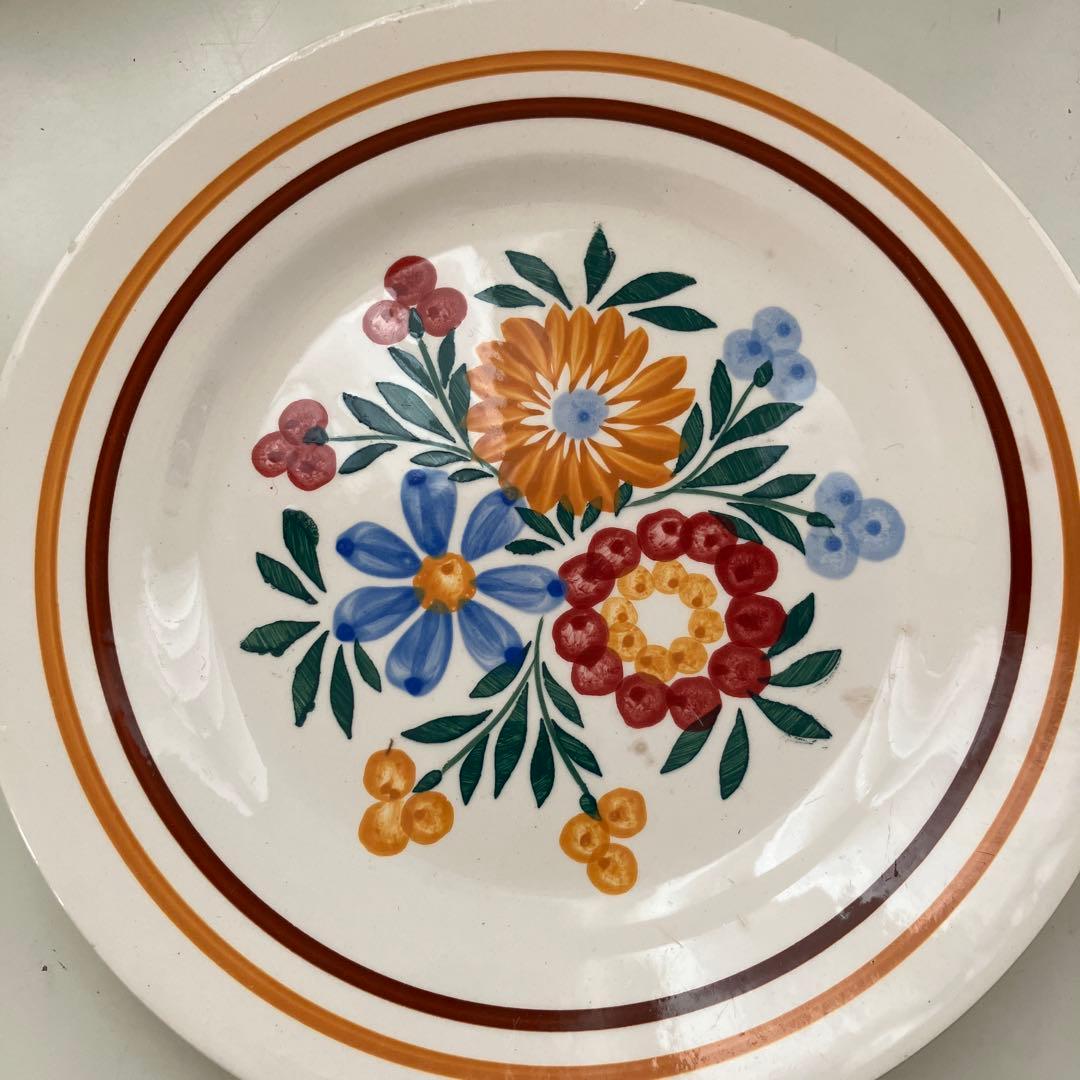 フランスアンティーク　花柄皿 6枚セット 直径約20cm