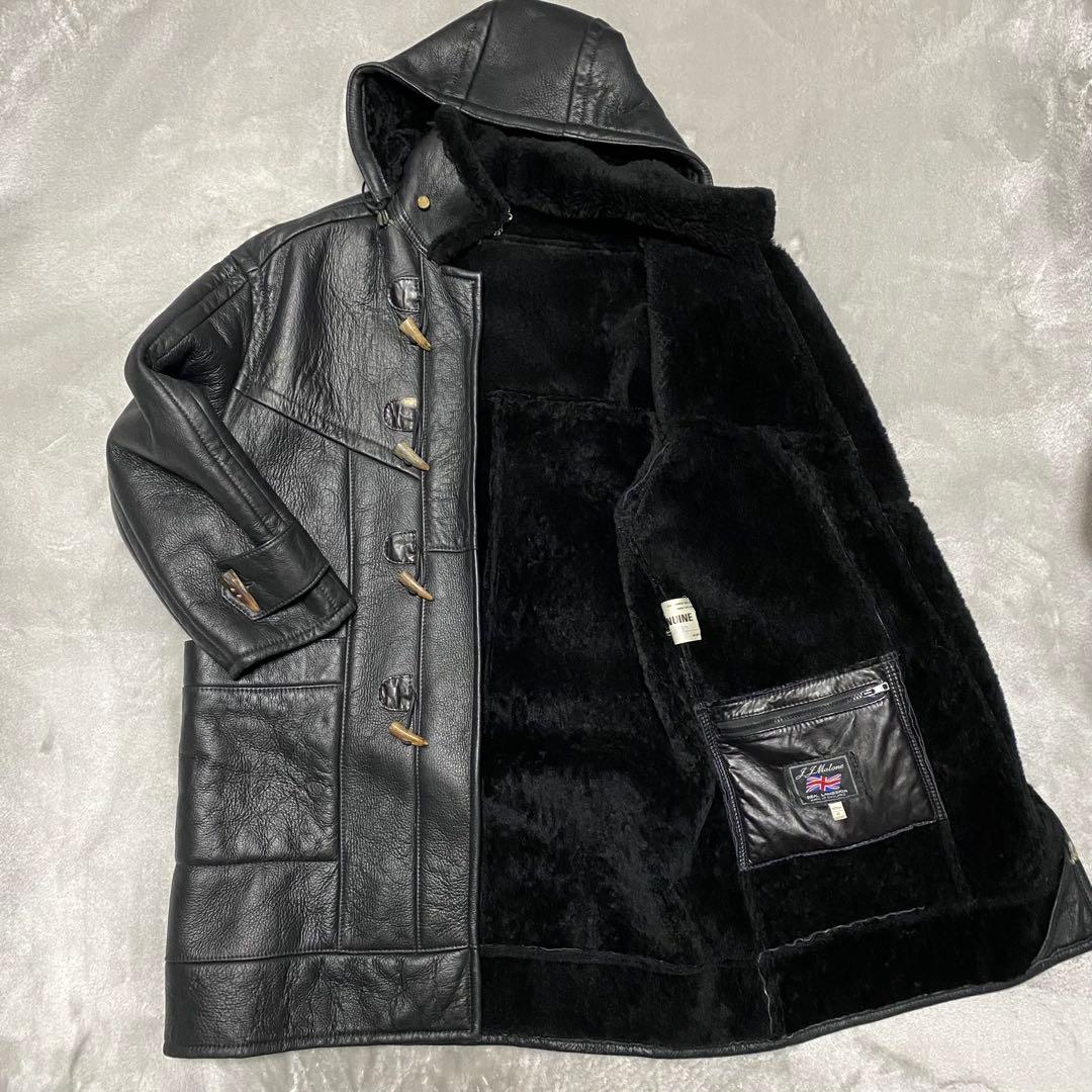 交渉中gco34 フーディーラムレザームートンダッフルコート　フード取外し可能